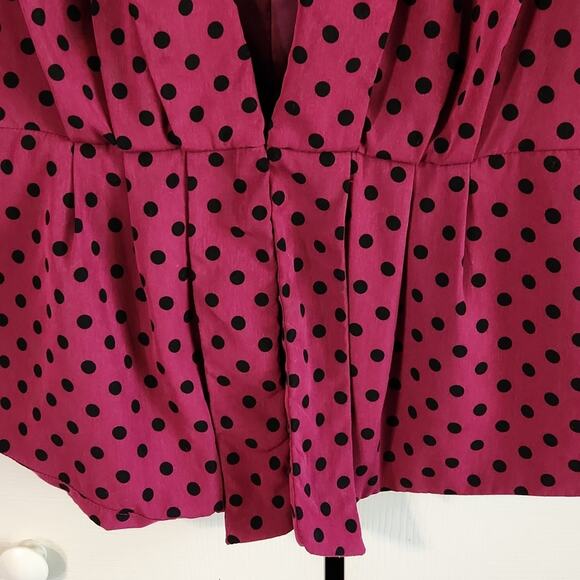 Elle Womens Plum Polka-Dot Blazer Size LG Pleated Ruched Girlhood Fairycore - Picture 5 of 12